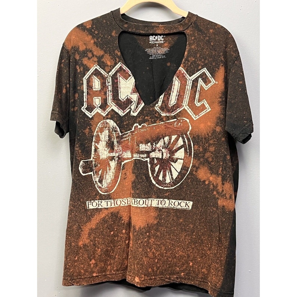 AC/DC For Those About To Rock Concert T‎ Shirt Medium Bleached Cut 2009 Rockware